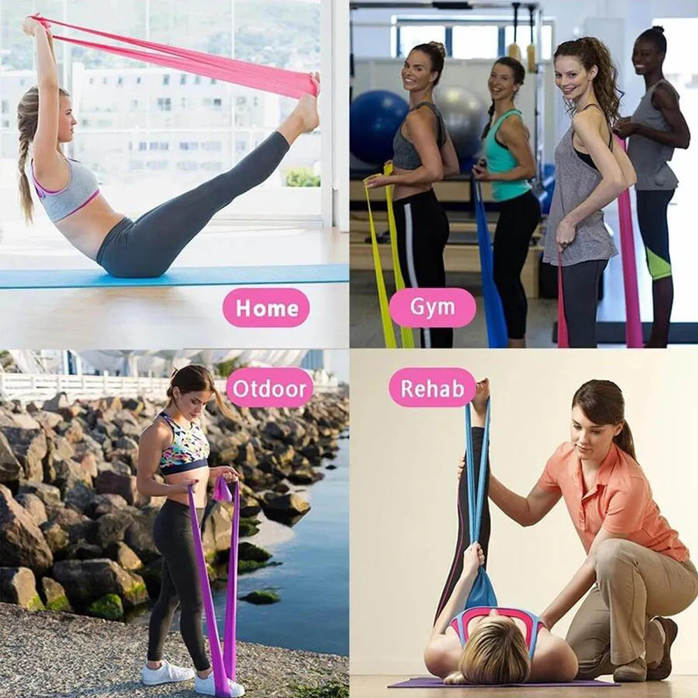 Bandes de résistance pour l'entraînement Bandes d'exercice Physiothérapie Entraînement de fitness en plein air Pilates Gym à domicile Bande élastique extensible