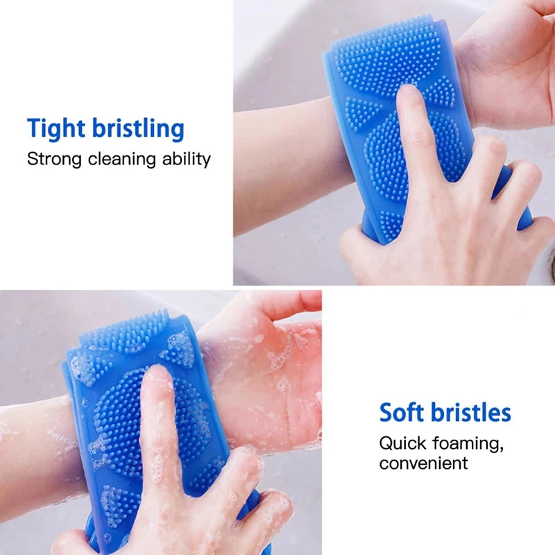 Éponge corporelle en silicone exfoliante pour le dos, massage et gommage, accessoire de bain complet, écologique et antidérapante pour la douche.