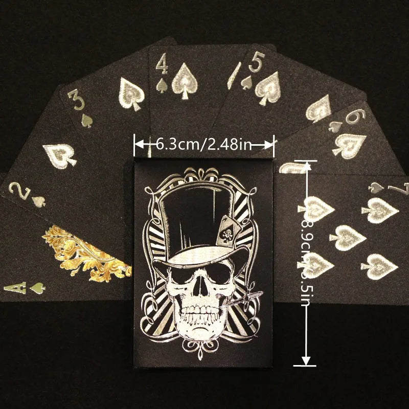 Jeu de cartes à jouer Black Rose/Skull (or/argent) Groupe de cartes Combinaison de poker imperméable Magic Dmagic Package Jeu de société Collection cadeau