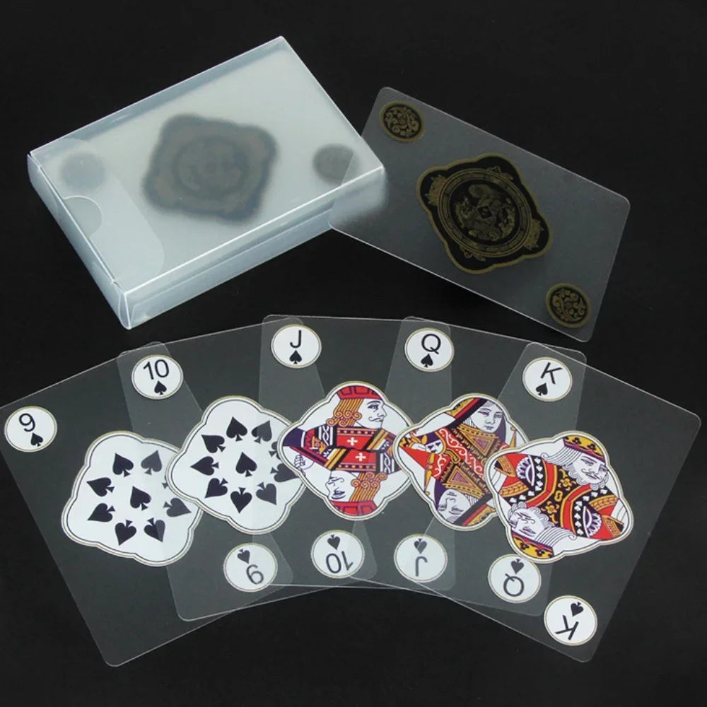 Jeu de cartes à jouer en PVC transparent et étanche pour poker et jeux de cartes avec boîte durable, idéal pour le blackjack et l'euchr