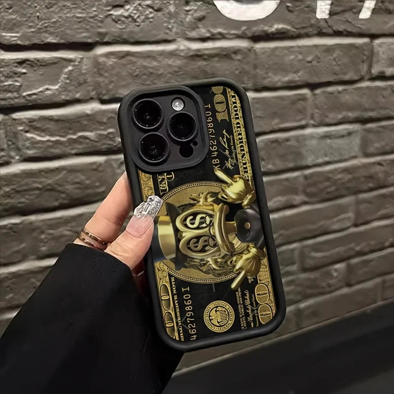 Coque de téléphone souple en TPU avec motif dollar américain pour iPhone 17 Air 16E 16 15 14 13 12 11 Pro Max X XR XS Max 7 8 Plus