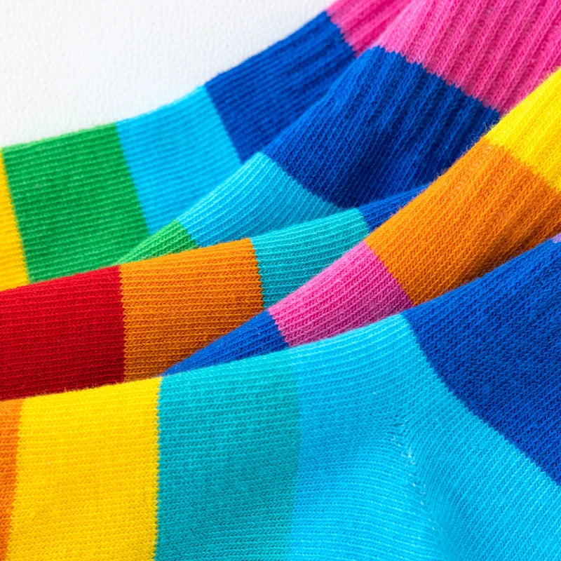 Lot de 5 paires de chaussettes arc-en-ciel pour fille, en coton, confortables, respirantes et douces