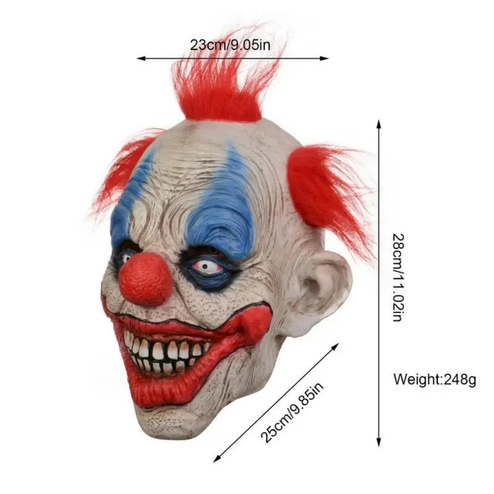 Masque de clown amusant pour Halloween, déguisement d'horreur, masque en latex, masque de farce, parc d'attractions, maison hantée, cosplay