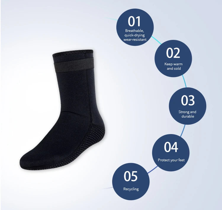 Chaussettes de plongée en néoprène 5 mm, combinaisons de plongée, chaussures de surf, bottes de natation thermiques antidérapantes à séchage rapide, chaussures aquatiques, chaussettes de plage chaudes pour hommes et fe
