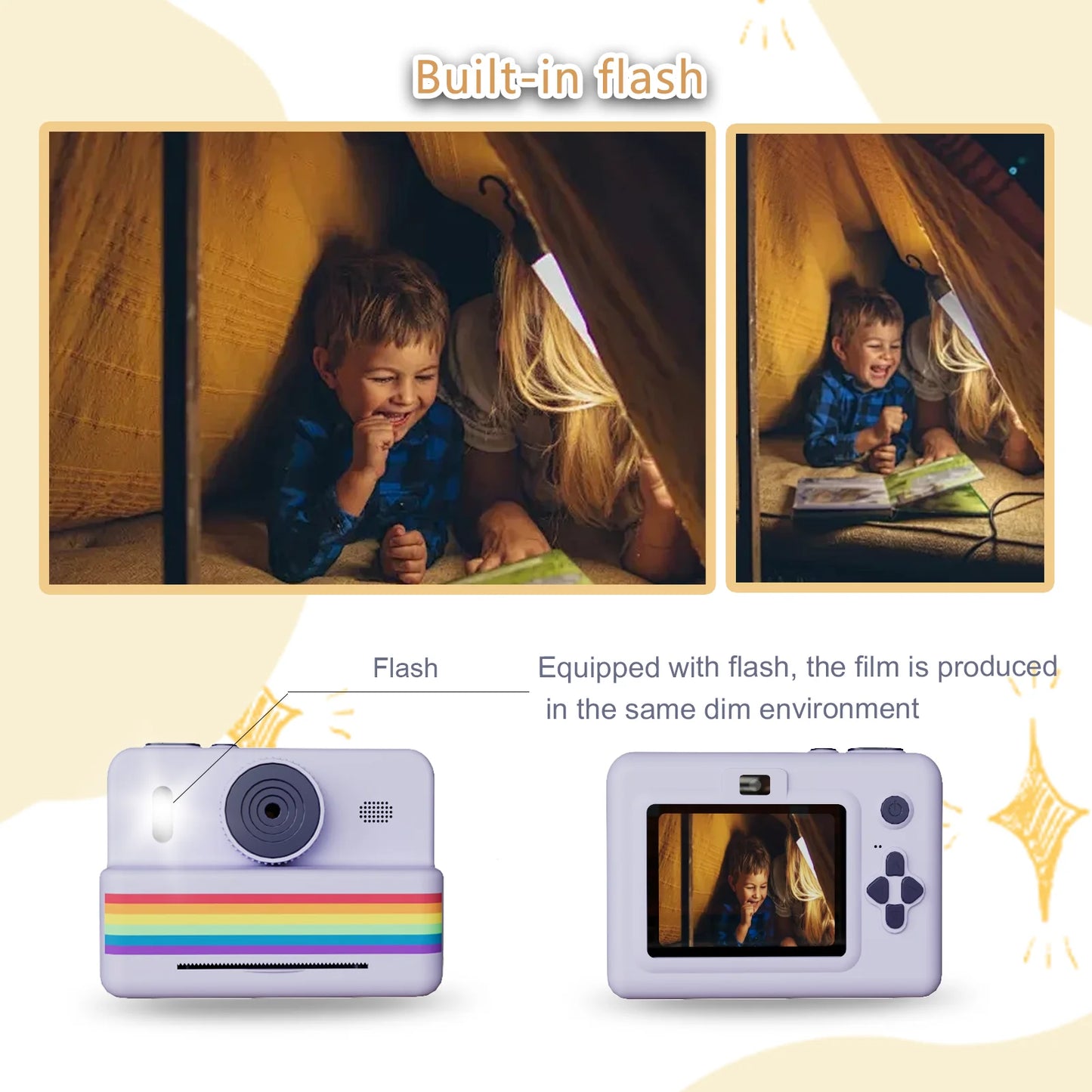 Appareil photo numérique pour enfants, mini imprimante portable, impression thermique instantanée, appareil photo pour enfants, vidéo HD 2,8 pouces, jouet, cadeaux