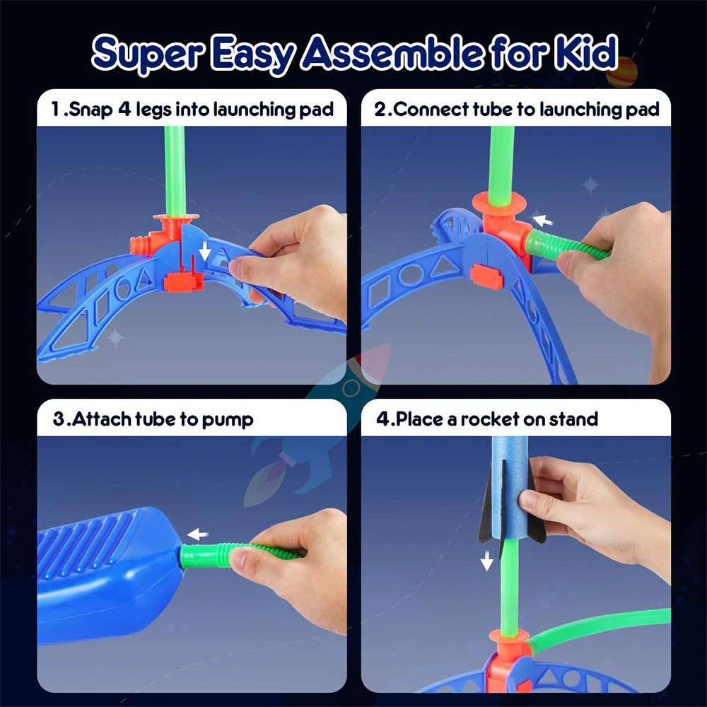 Lanceur de fusée à air comprimé à pédale pour extérieur, jouet fusée volante pour enfants, combinaison de saut, jeu de sport, cadeau pour enfants