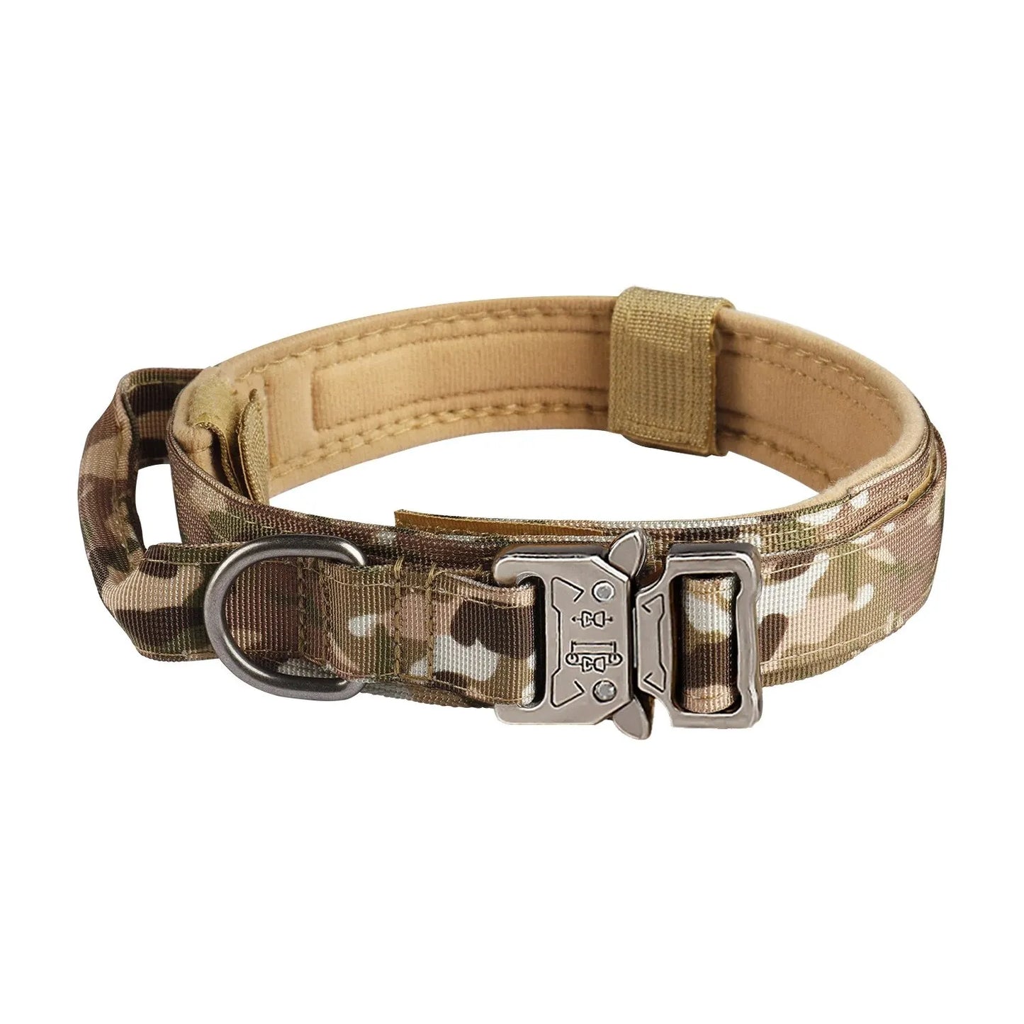 Collier tactique d'extérieur pour chien avec boucle en métal et nylon respirant, collier de dressage pour chien de taille moyenne et grande