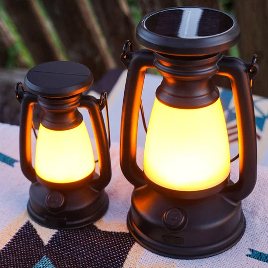 Lampe de camping portable rechargeable par USB et à énergie solaire, 3 modes d'éclairage, intensité variable, idéale pour une tente ou une tente