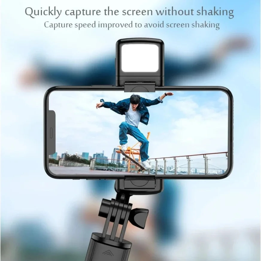 Perche Selfie Trépied Bluetooth avec Lumière LED & Télécommande Sans Fil pour iPhone et Android