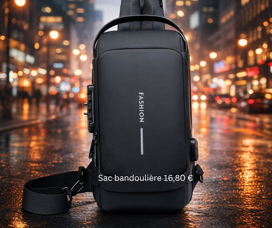 Sac bandoulière homme de marque, en cuir PU, style classique antivol, multifonctionnel.