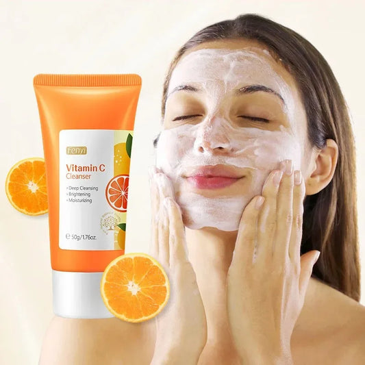 Nettoyant visage à la vitamine C Nettoyage en profondeur de la peau Hydratant Élimination des points noirs Soins de la peau Nettoyant visage Mousse nettoyante pour le visage Soins de la peau