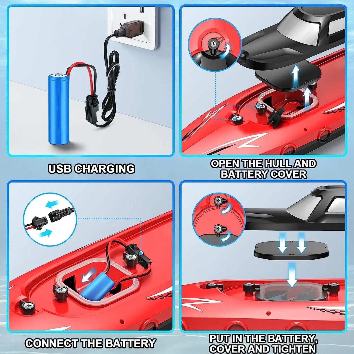 Bateau télécommandé transfrontalier, jouet électrique, chargement, bateau télécommandé 2,4 G, double spirale, pulpe, eau à grande vitesse, télécommande