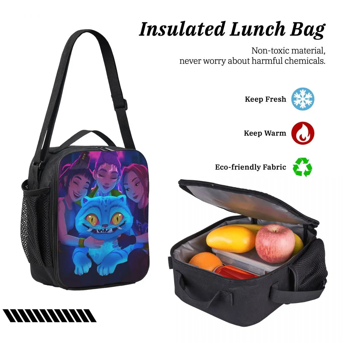 Ensemble de 3 sacs à dos Kpop Demon Hunters Huntrix pour enfants, boîtes à crayons, sacs à livres avec boîte à lunch pour écoliers
