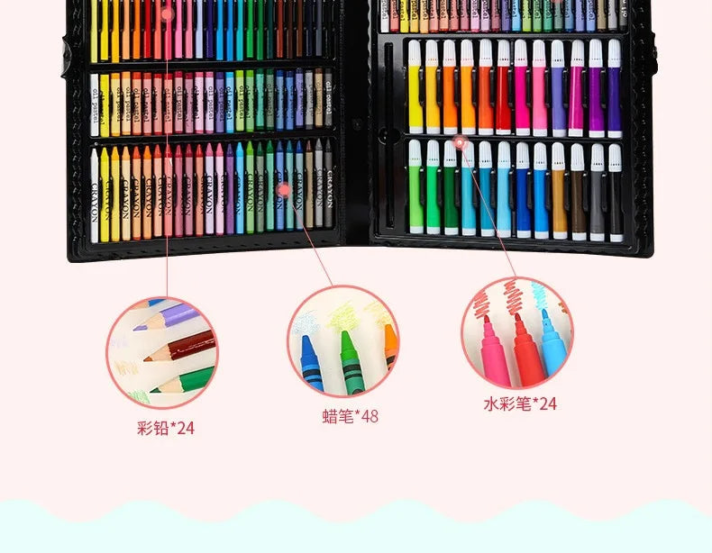 Ensemble complet de pinceaux pour enfants, 42/68/86/150/168/208 pièces, crayons aquarelle avec planche à dessin, fournitures artistiques pour enfants, cadeaux