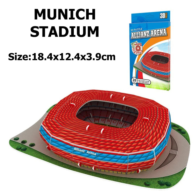 Terrain de football miniature 3D, puzzle à faire soi-même, stades de renommée mondiale, modèles de jeux de football, jouets périphériques, cadeaux d'anniversaire pour fans, DDJ