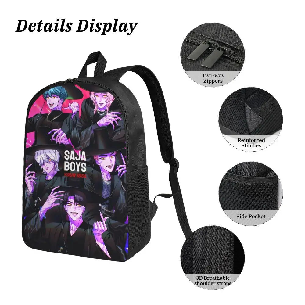 Ensemble de 3 sacs à dos Kpop Demon Hunters Huntrix pour enfants, boîtes à crayons, sacs à livres avec boîte à lunch pour écoliers