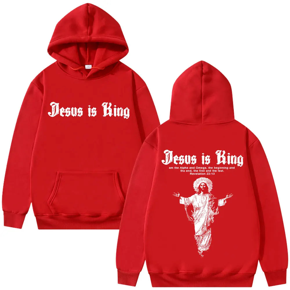Sweat à capuche graphique Jésus est roi Vêtements religieux chrétiens Hommes Femmes Mode Gothique Rock Sweat-shirt Hip Hop Surdimensionné Streetwear
