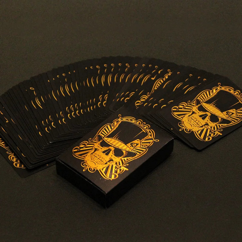 Jeu de cartes à jouer Black Rose/Skull (or/argent) Groupe de cartes Combinaison de poker imperméable Magic Dmagic Package Jeu de société Collection cadeau