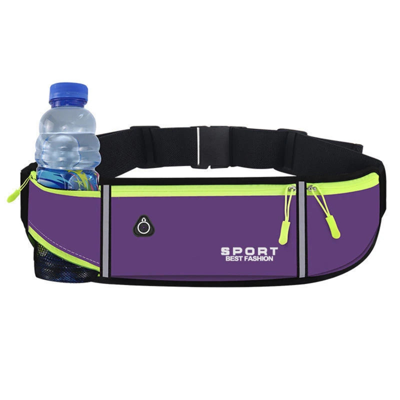 Sac banane de course, de marathon, de jogging, pour hommes et femmes, pour l'équitation en plein air, le fitness, avec bouteille d'eau, étanche, pour téléphone, ceinture de sport