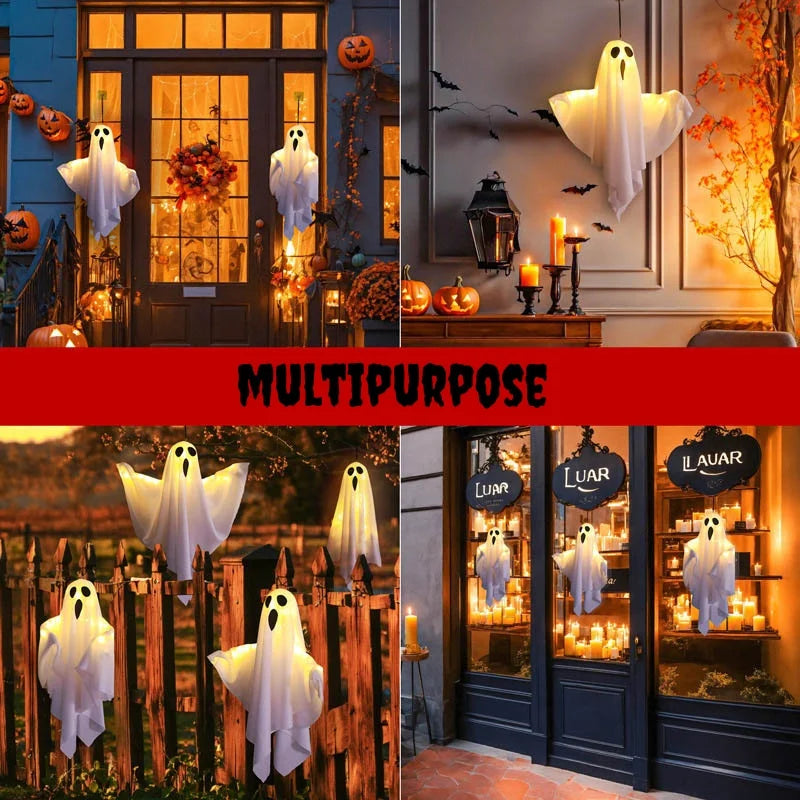 Décorations d'Halloween à suspendre avec lumière LED chaude pour intérieur et extérieur, idéal pour un porche, une cour ou comme cadeau