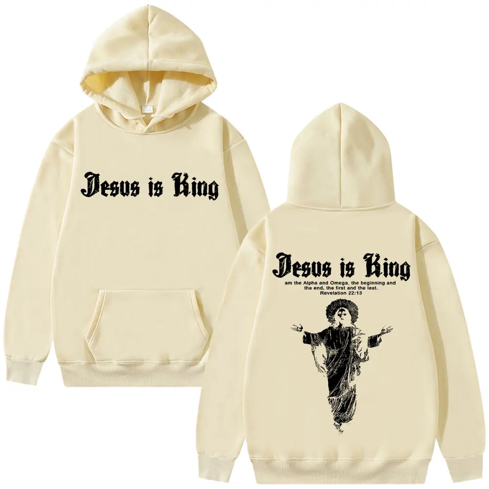 Sweat à capuche graphique Jésus est roi Vêtements religieux chrétiens Hommes Femmes Mode Gothique Rock Sweat-shirt Hip Hop Surdimensionné Streetwear