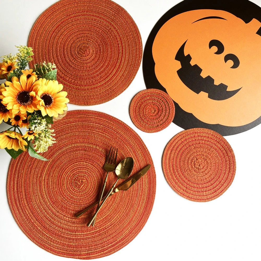 Lot de 6 sets de table ronds en ramie tissée, antidérapants, pour table à manger, pour la cuisine, les boissons et les bols