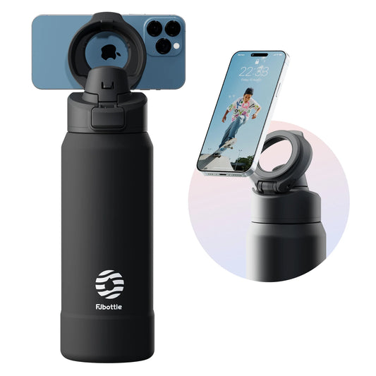gourde isotherme magnétique en acier inoxydable avec support téléphone