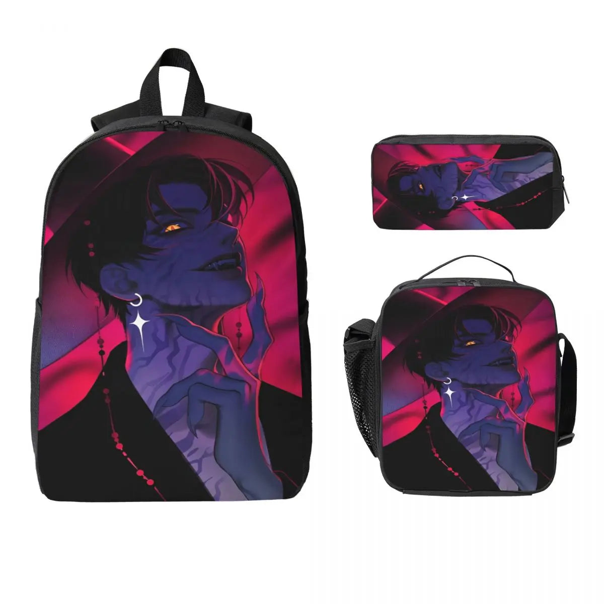 Ensemble de 3 sacs à dos Kpop Demon Hunters Huntrix pour enfants, boîtes à crayons, sacs à livres avec boîte à lunch pour écoliers