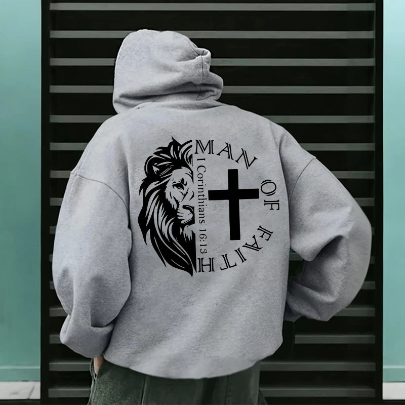 Sweats à capuche style Jésus-Christ 2025 Automne Hiver Nouveauté Sweats à capuche à manches longues Homme Off Faith Lion Imprimé Sweat à capuche Vêtements d'extérieur