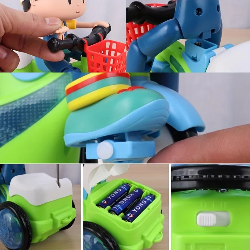 Robots jouets pour enfants, voitures de cascade rotatives, tricycles électriques dansants, motos pour enfants, jouets de dessin animé, jouets interactifs avec musique et lumière