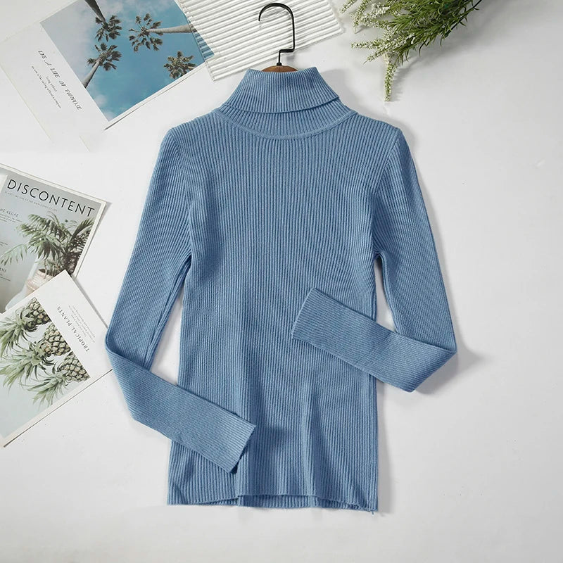 Pull col roulé en cachemire pour femme, tricoté, doux et basique, style décontracté, idéal pour l'automne et l'hiver
