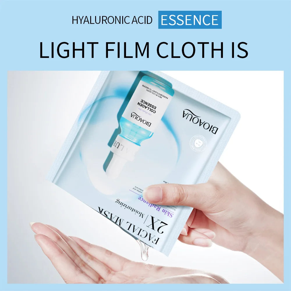 Lot de 20 masques visage BIOAQUA Centella Collagène, hydratants et rafraîchissants, à l'acide hyaluronique, produits de soins pour la peau