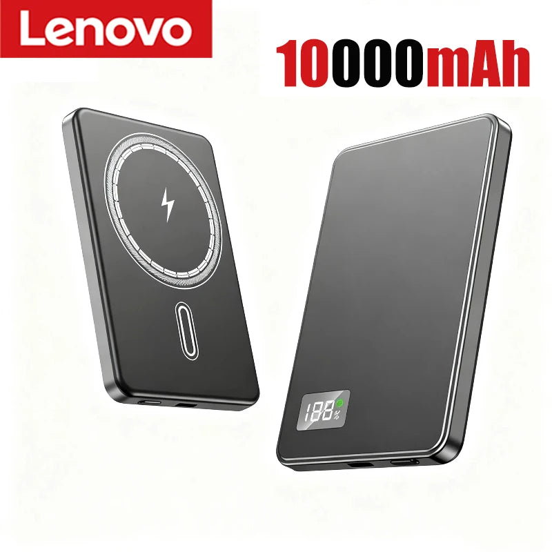 Batterie externe magnétique Lenovo 500 000 mAh, portable, sans fil, à charge rapide.