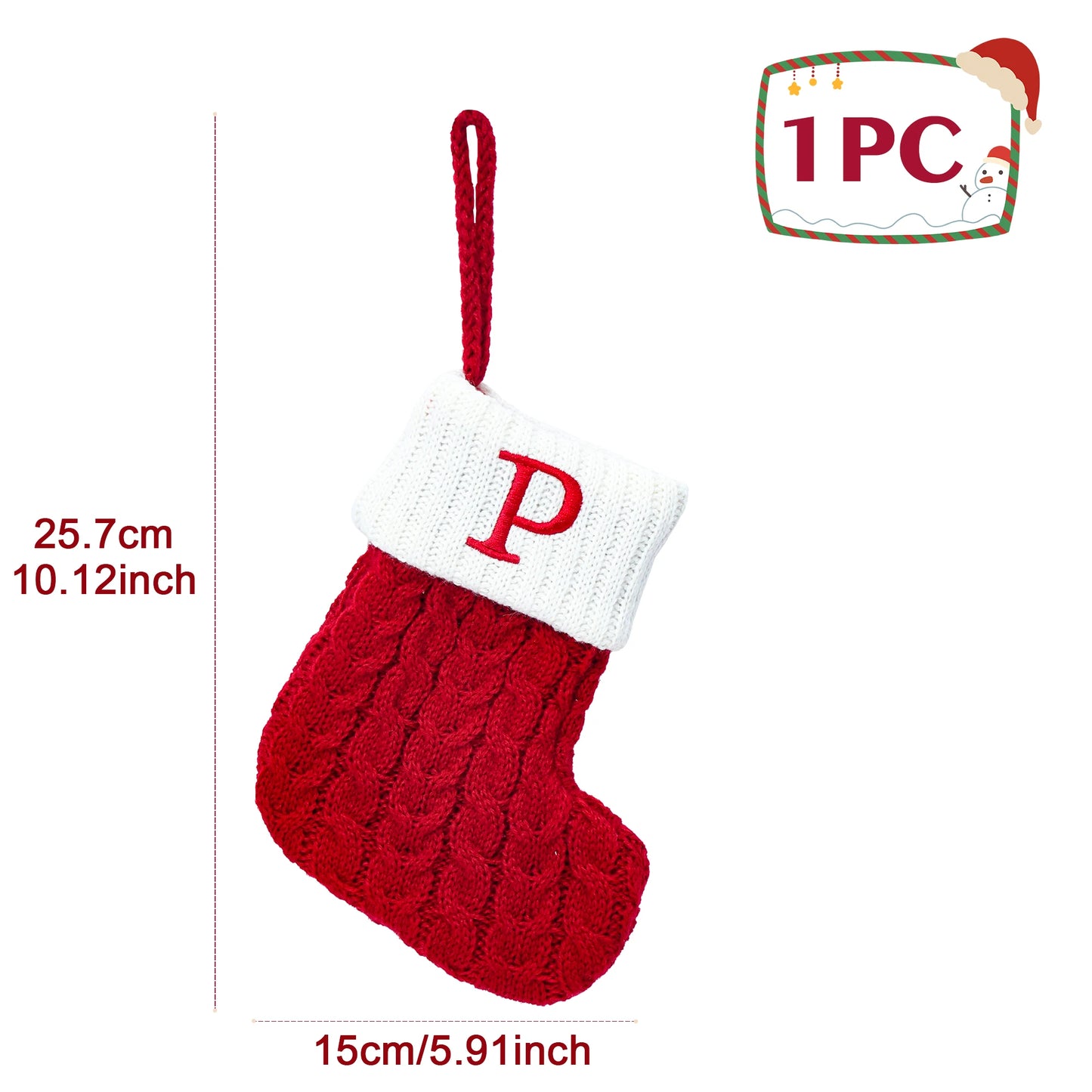 Chaussettes de Noël tricotées avec flocons de neige et lettres, décoration de Noël 2025 pour la maison, ornement pour sapin de Noël, cadeau pour Noël 2026