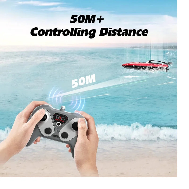 Bateau télécommandé transfrontalier, jouet électrique, chargement, bateau télécommandé 2,4 G, double spirale, pulpe, eau à grande vitesse, télécommande