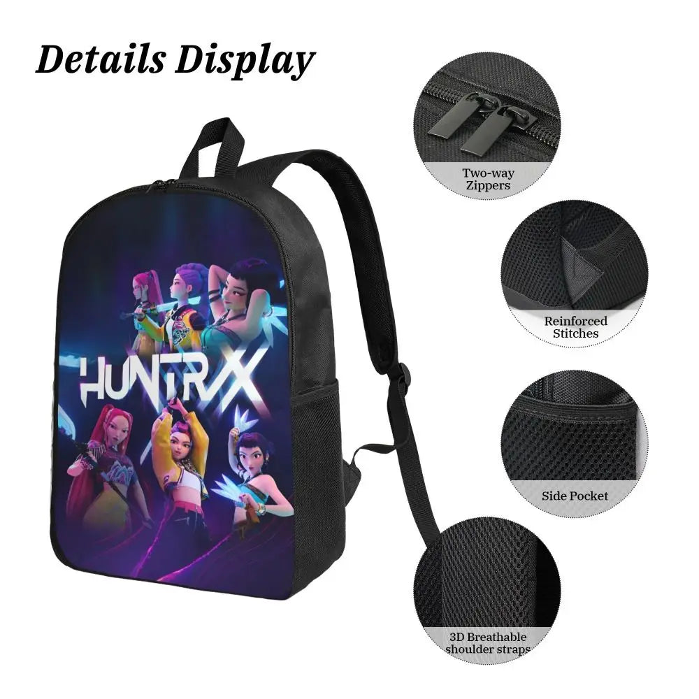 Ensemble de 3 sacs à dos Kpop Demon Hunters Huntrix pour enfants, boîtes à crayons, sacs à livres avec boîte à lunch pour écoliers