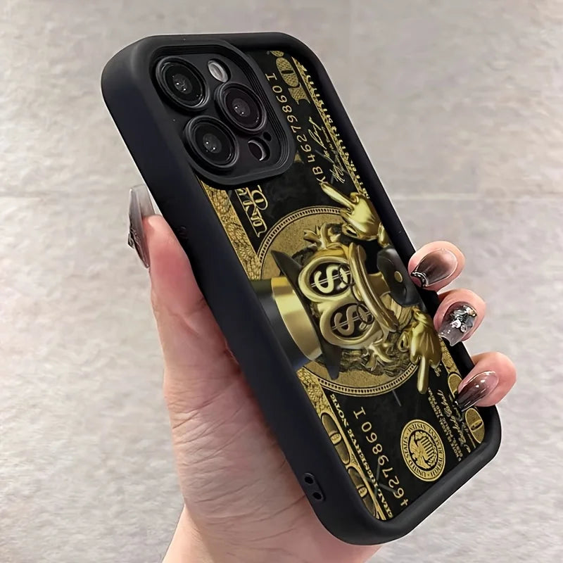 Coque de téléphone souple en TPU avec motif dollar américain pour iPhone 17 Air 16E 16 15 14 13 12 11 Pro Max X XR XS Max 7 8 Plus