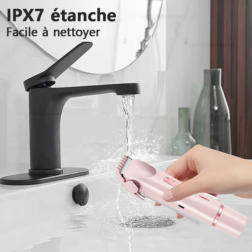 Rasoir électrique pour femme, double tête, double usage, épilateur pour le corps, les jambes, les aisselles et le maillot. Tondeuse électrique pour le rasage et l'épilation.