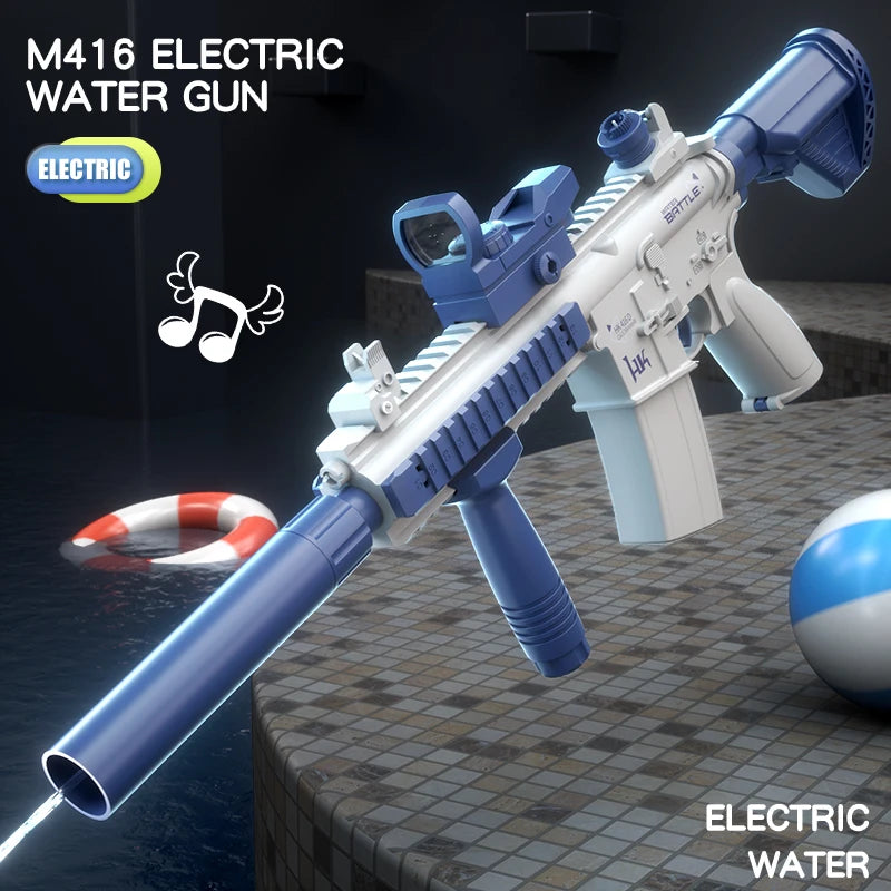 Pistolet à eau électrique M416, jouet de tir entièrement automatique, idéal pour l'été, la plage ou l'extérieur, idéal pour enfants, garçons et filles, cadeau idéa