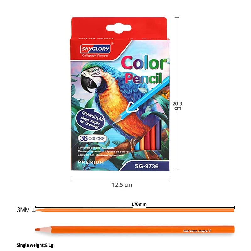 Crayon de couleur sans bois 36 couleurs, croquis, peinture, crayon, artiste, étudiants, ensemble de peinture, fournitures scolaires, peinture à la main, coloriage
