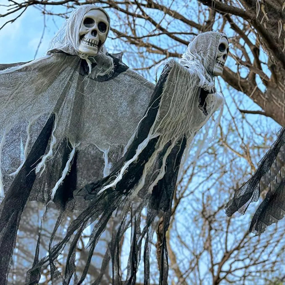 1 pièce de décoration fantôme squelette d'Halloween avec LED, guirlande lumineuse LED pour décoration d'Halloween, pour une utilisation en extérieur dans les jardins