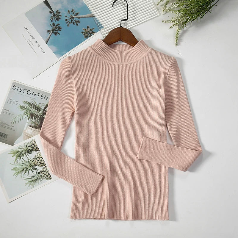 Pull col roulé en cachemire pour femme, tricoté, doux et basique, style décontracté, idéal pour l'automne et l'hiver
