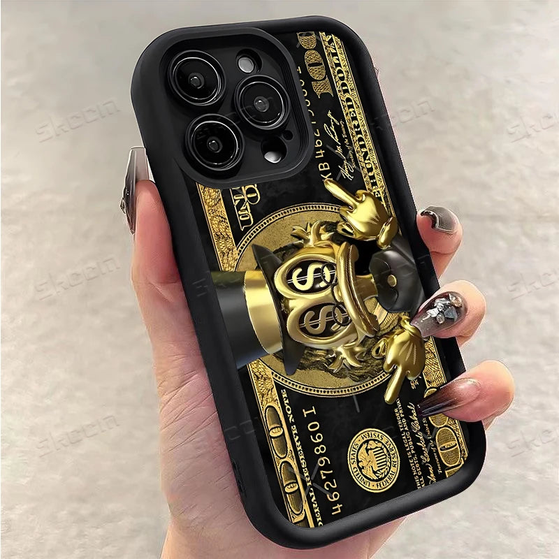 Coque de téléphone souple en TPU avec motif dollar américain pour iPhone 17 Air 16E 16 15 14 13 12 11 Pro Max X XR XS Max 7 8 Plus