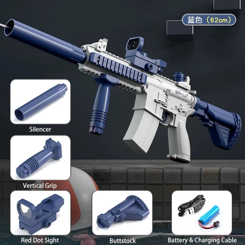 Pistolet à eau électrique M416, jouet de tir entièrement automatique, idéal pour l'été, la plage ou l'extérieur, idéal pour enfants, garçons et filles, cadeau idéa