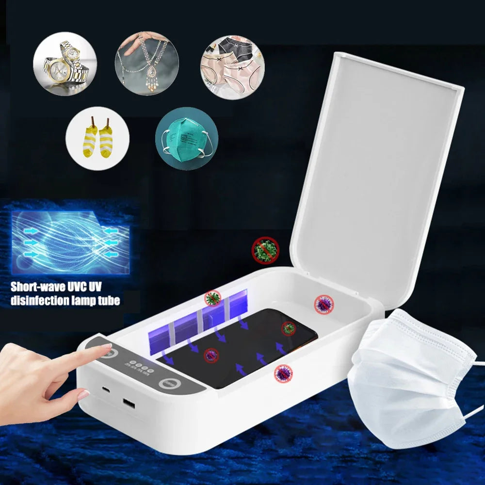 Stérilisateur UV Électrique Multifonction avec Aromathérapie et Chargement Sans Fil pour Smartphones.