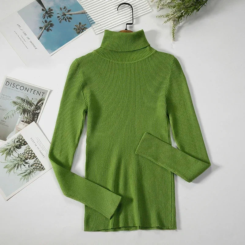 Pull col roulé en cachemire pour femme, tricoté, doux et basique, style décontracté, idéal pour l'automne et l'hiver