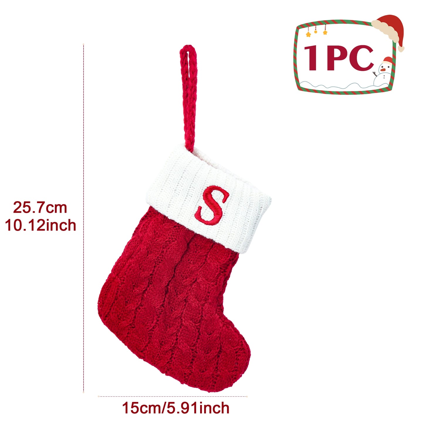 Chaussettes de Noël tricotées avec flocons de neige et lettres, décoration de Noël 2025 pour la maison, ornement pour sapin de Noël, cadeau pour Noël 2026