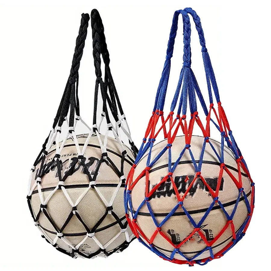 Sac de filet de basket-ball en filet tissé épais, sac de rangement de basket-ball en nylon durable, sac de filet d'entraînement pour toutes sortes de balles