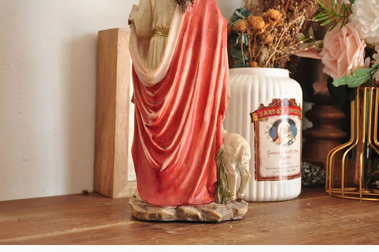 Figurine du Saint-Père Jésus, récits bibliques catholiques tenant un mouton, ornement pour la décoration de la maison ou du bureau, statue de croyance religieuse