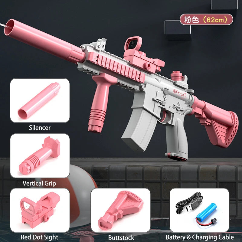 Pistolet à eau électrique M416, jouet de tir entièrement automatique, idéal pour l'été, la plage ou l'extérieur, idéal pour enfants, garçons et filles, cadeau idéa